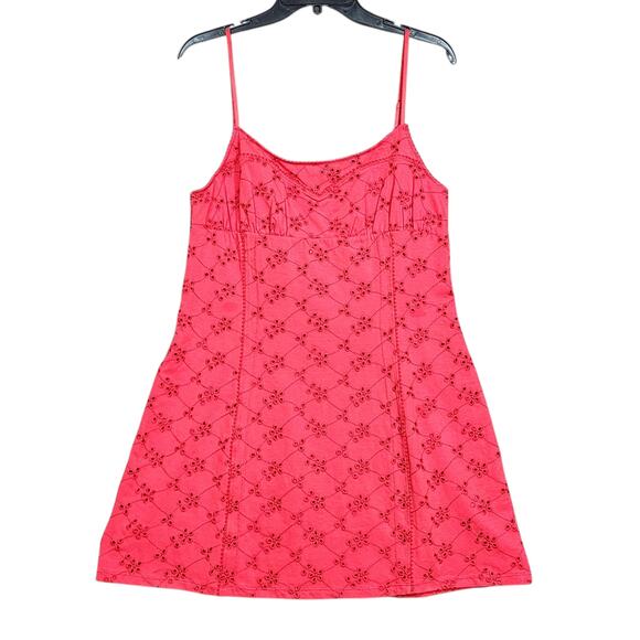 Intimataly Free People Dress Full Bloom Mini Slip Dress A Line XL Red Eyelet - Picture 1 of 11